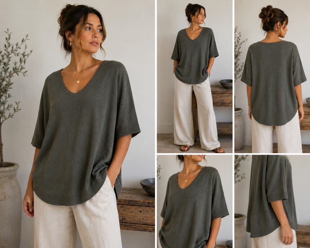 Eileen Fisher Organic Cotton Cashmere Sweater Small Oversized Olive Dolman Top